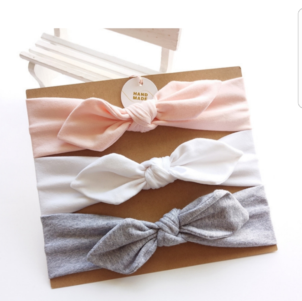 3pcs bowknot decor headband set for baby girl❤